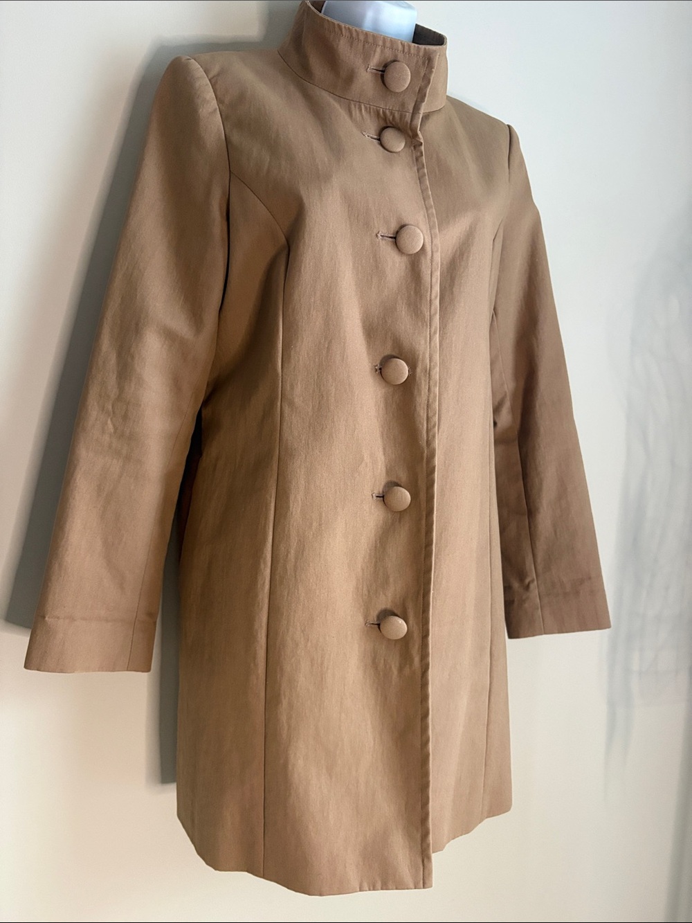Classic Tan Stand-Collar Trench Coat